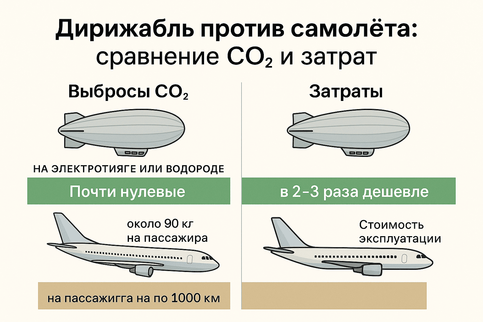 Дирижабли против самолетов CO2